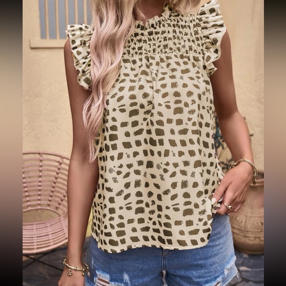 Boho print ruffle sleeve blouse - Picture 6 of 7